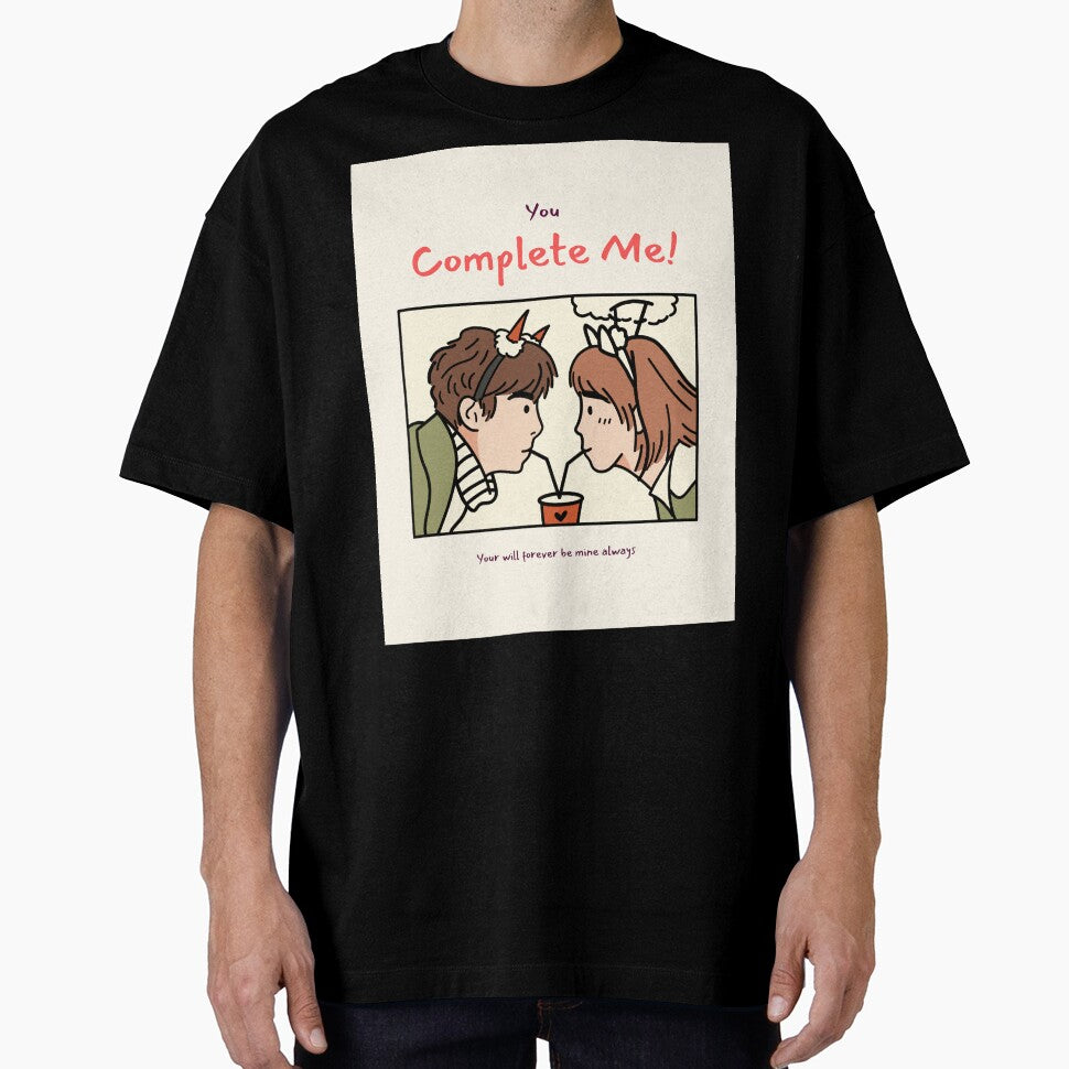 You Complete Me – Cute Romantic Couple Valentine Illustration by SheetalMourya