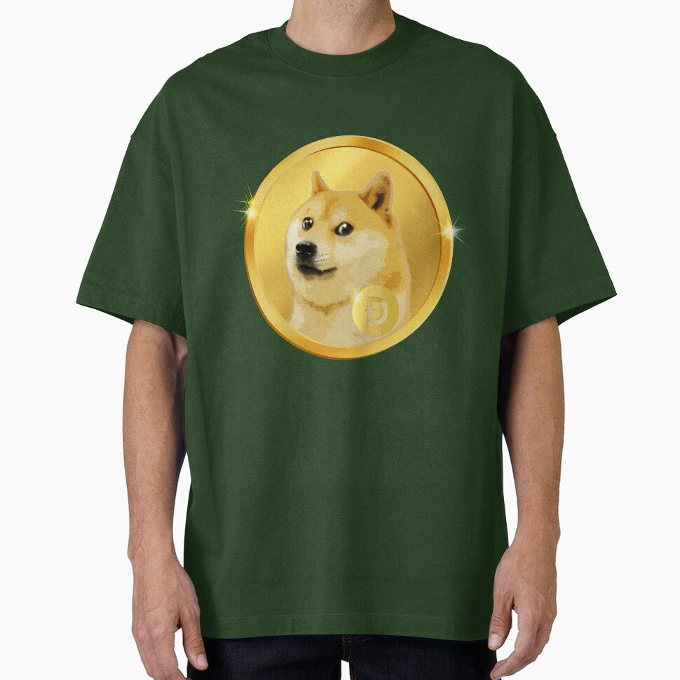 Golden Doge Coin Emblem - Imperial Olive Green Shiba Inu Art by Art-PraveenRai