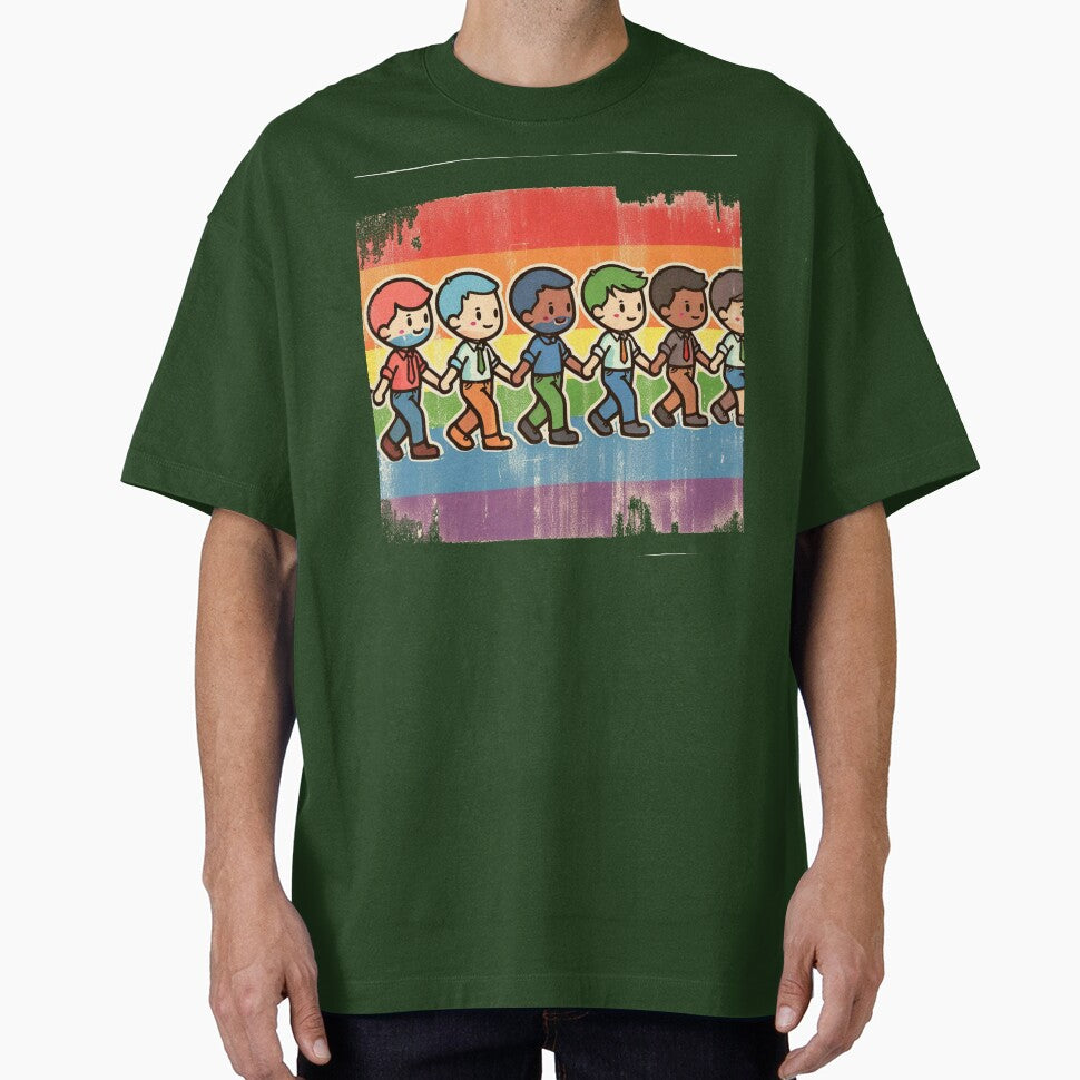Retro LGBTQ+ Unity Design | Cute Rainbow Friends Pride Art | Inclusive Diversity Sticker, Shirt & Poster by DiamondSkyShirt