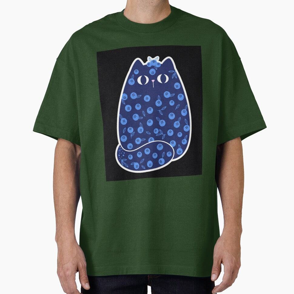 Chunky Blueberry Scandinavian Folk Cat by ZunZunArt