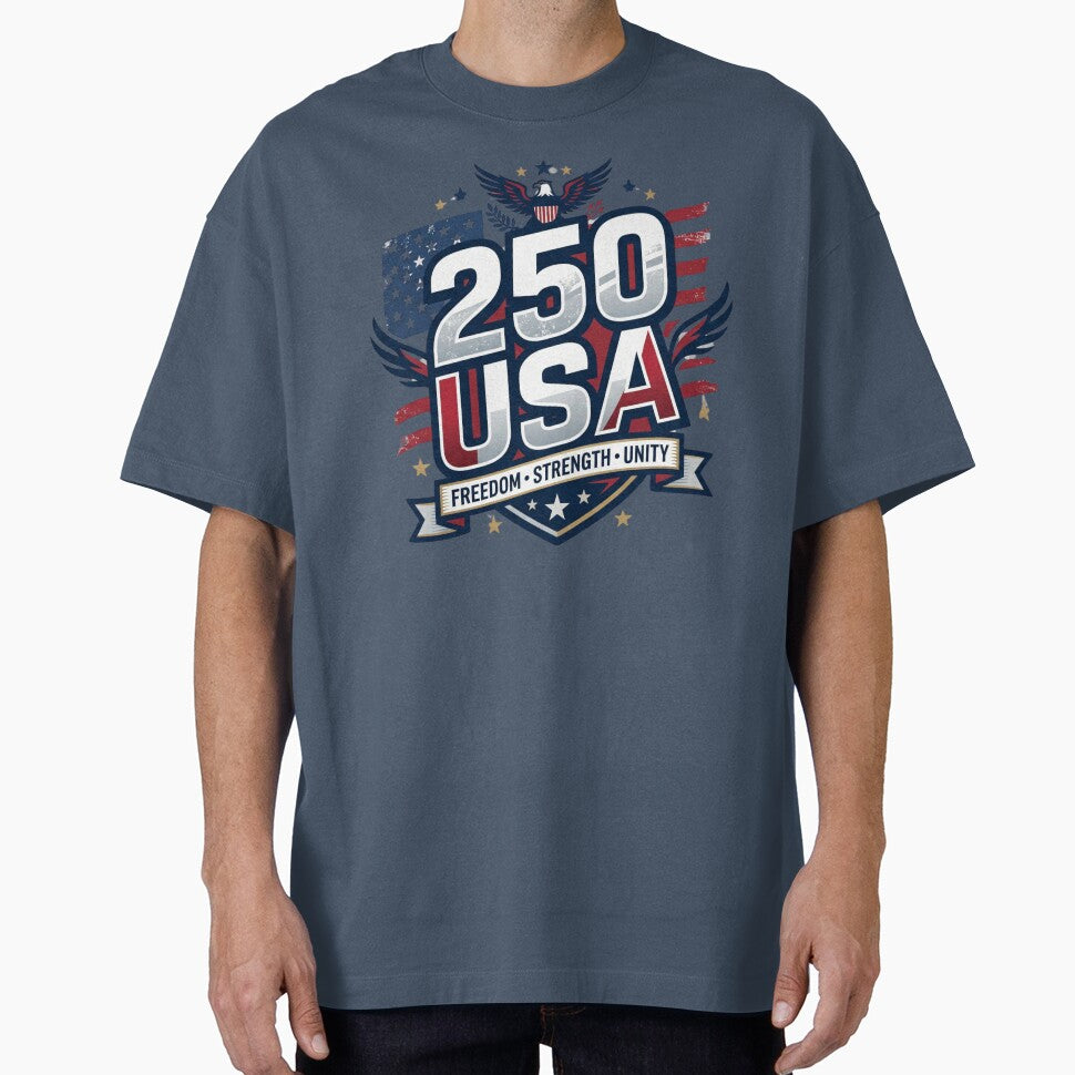 USA 250 Years of Freedom Strength Unity - 1776-2026 Sestercentennial Bold Patriot Shield by MojNetSerwis WWK