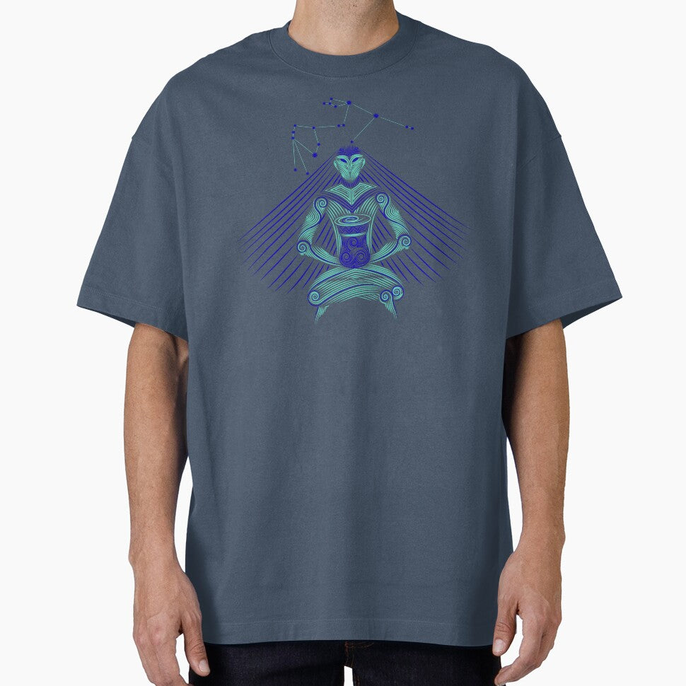 Aquarius Zodiac Constellation Blue Geometric Design by JAMerArc
