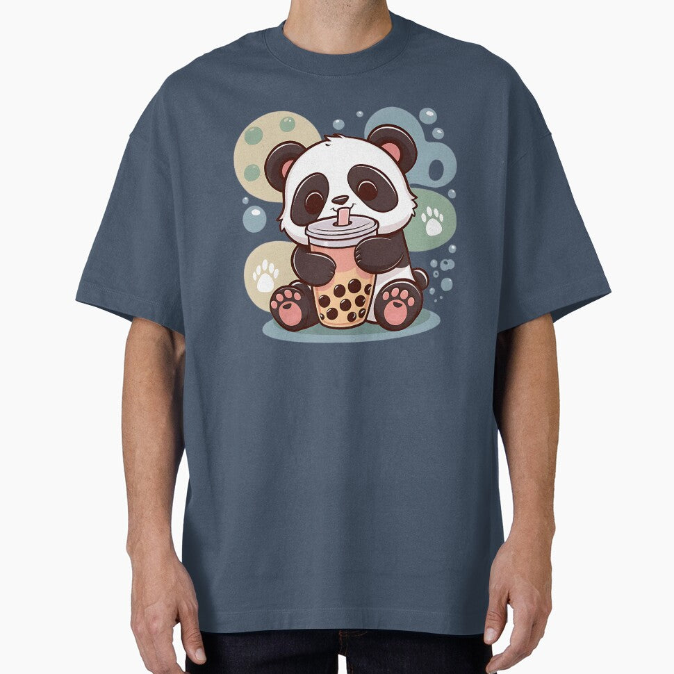 Adorable Kawaii Panda Drinking Boba Tea by artbybrado