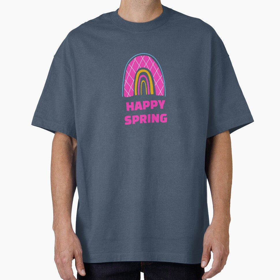 Happy spring - organic tribal rainbow - pink and yellow by Inspirationmotivation