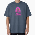 Happy spring - organic tribal rainbow - pink and yellow by Inspirationmotivation