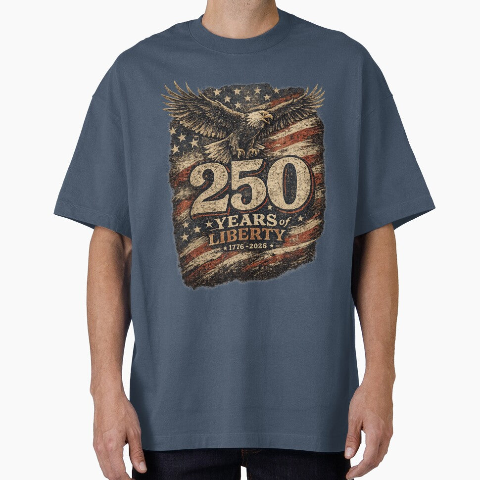 250 Years of Liberty Bald Eagle Vintage Patriotic USA Independence 1776–2026 T-Shirt by HOUSE OF TIST