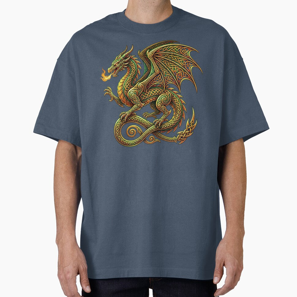 Celtic Dragon Emerald Gold Fire Walking Pose Art by Johan Proud Blade