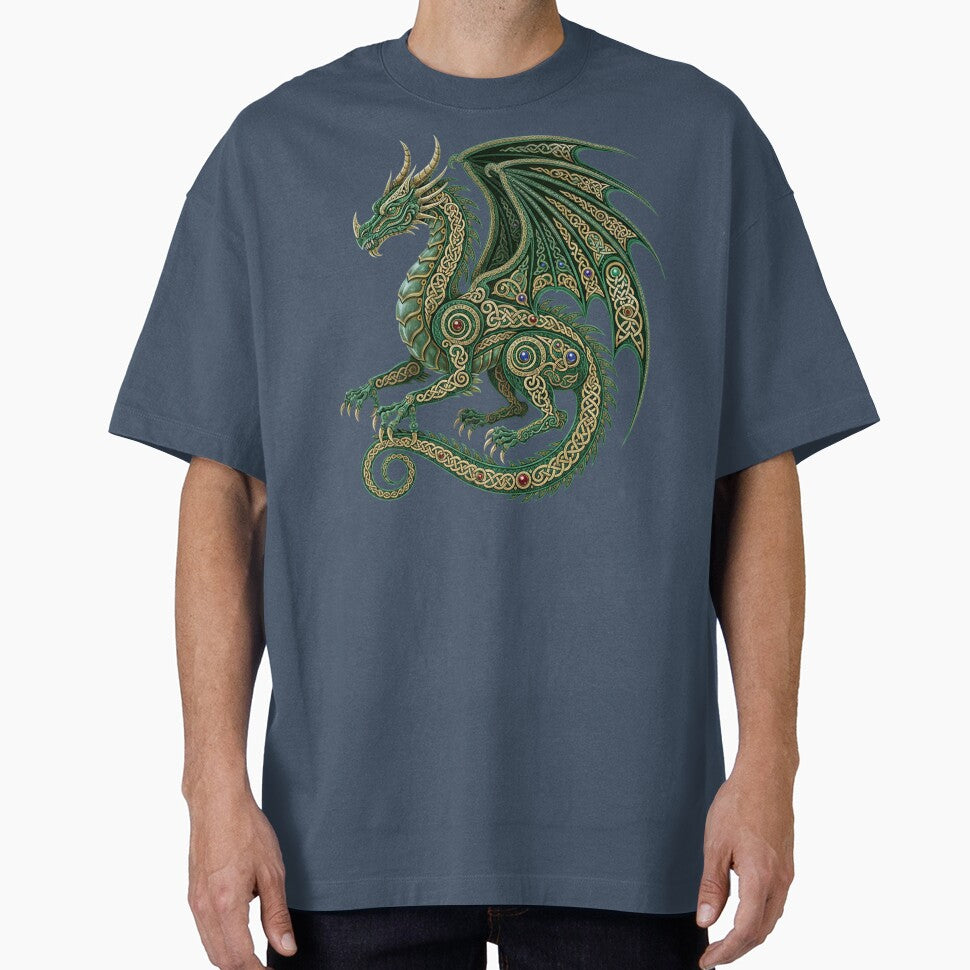 Celtic Dragon Emerald Gemstone Inlay Gold Horned by Johan Proud Blade