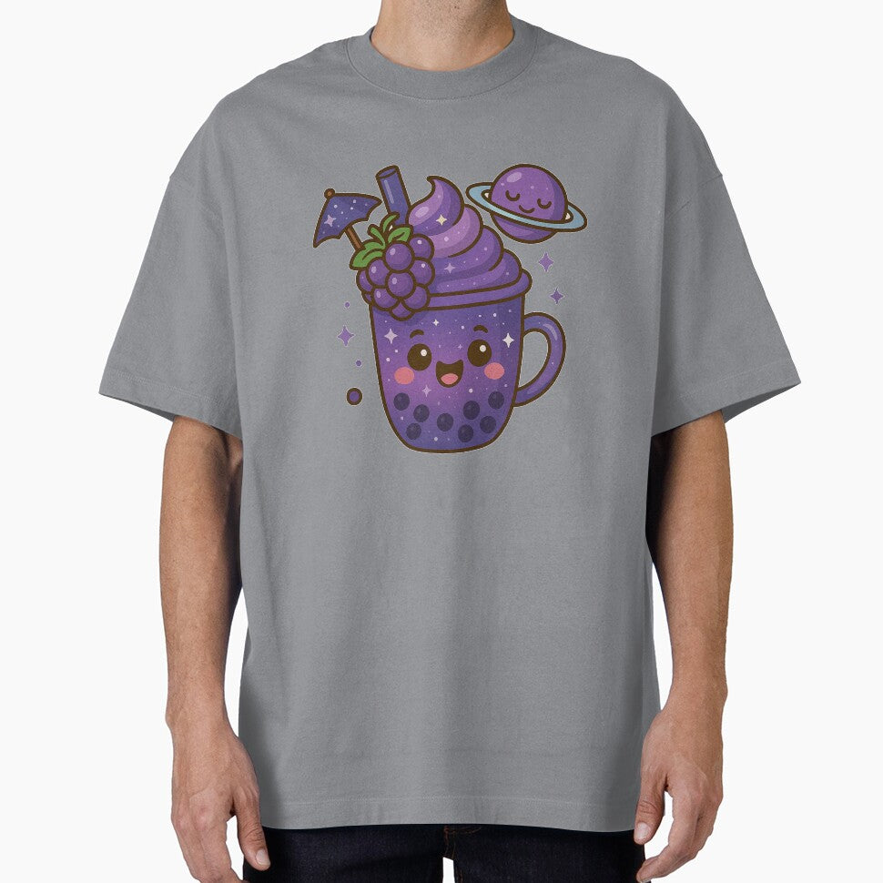 Galaxy Grape Boba Tea – Cute Kawaii Space Drink by Asbiell