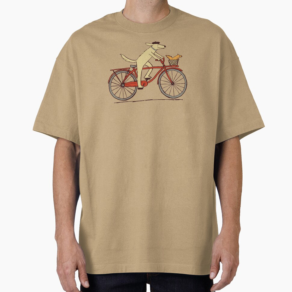 Dog and Squirrel are Friends | Whimsical Animal Art | Dog Riding a Bicycle by Jenn Inashvili