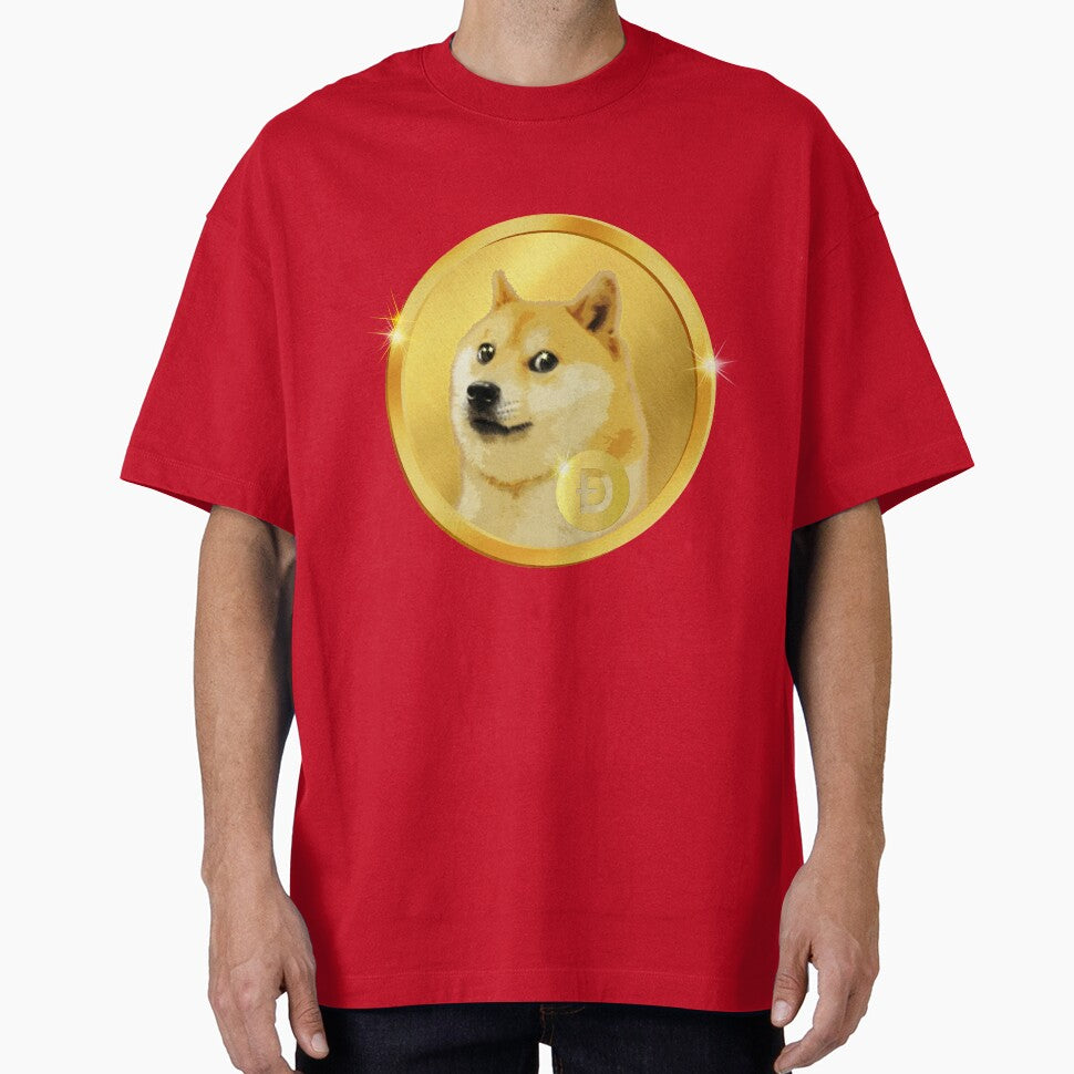Golden Doge Coin Emblem - Regal Maroon & Gold Shiba Inu Art by Art-PraveenRai