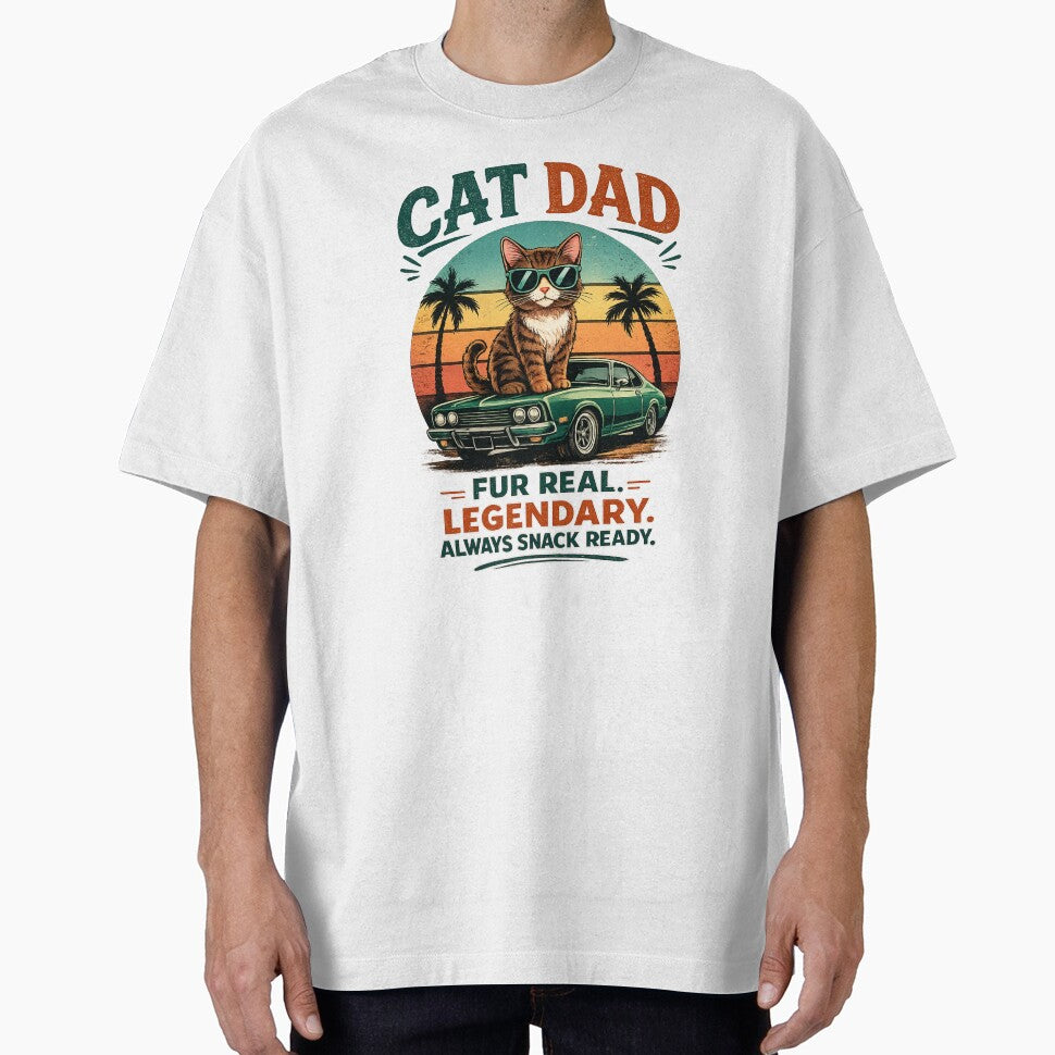Cat Dad Fur Real Legendary Always Snack Ready Retro Cat Lover Vintage Green Car by Akseries