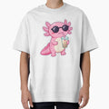 Cool Pink Axolotl Drinking Boba Milk Tea by BobaCatDesign