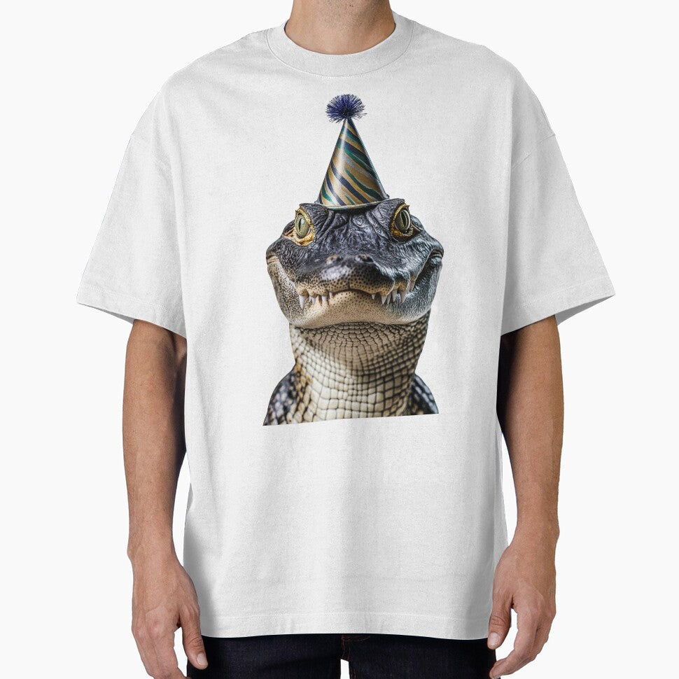 Funny Crocodile Wearing Birthday Party Hat by LazyOwlStore