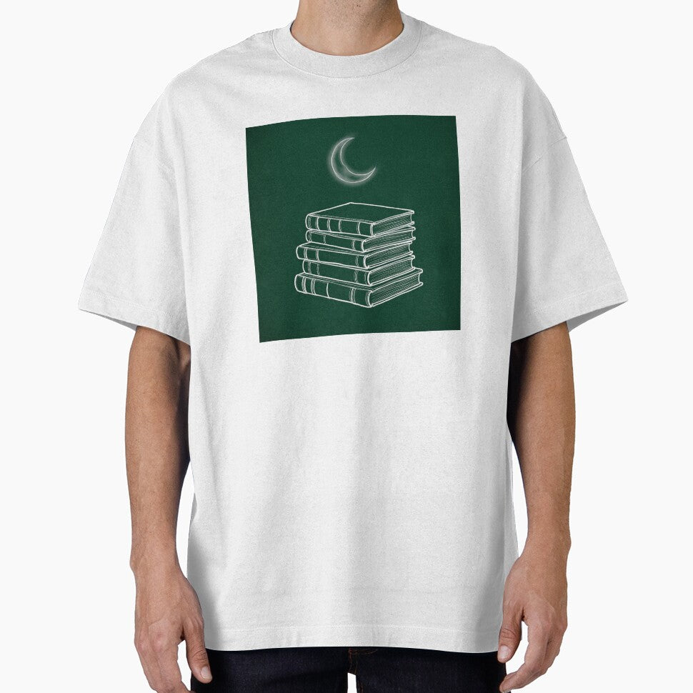 Minimalist Book Stack Crescent Moon Dark Academia by BoluCreative
