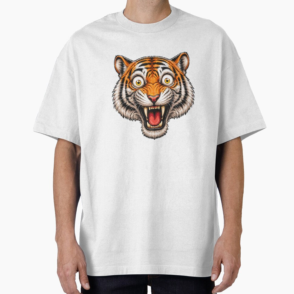 Funny Surprised Tiger Face Cartoon by Krincydigitalart