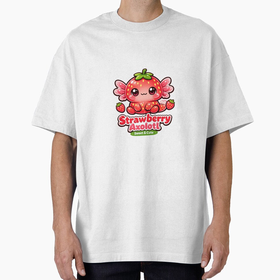 Strawberry Axolotl Kawaii T-Shirt – Cute Sweet Animal Design for Kawaii Lovers, Kids & Gift Buyers by GemBob Creations