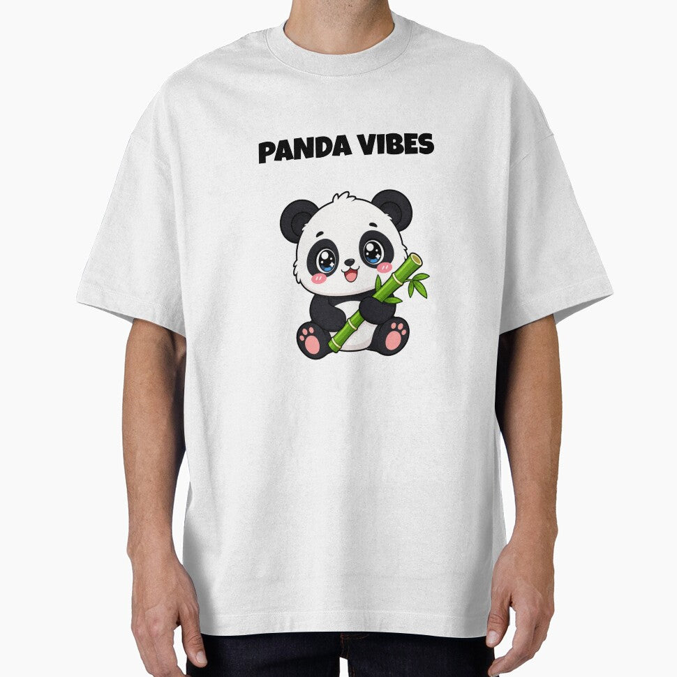 Panda Vibes Cute Kawaii Panda with Bamboo by BoosterShop