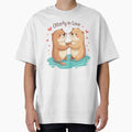 Otterly In Love - Cute Otter Couple Holding Hands Funny Valentine Pun by Design-Pro-21