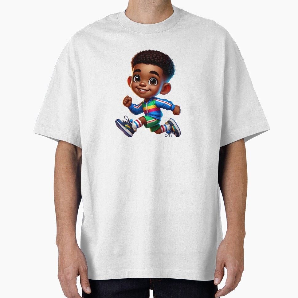 Running Black Boy Illustration – Cute African American Kids Art by Lulunza