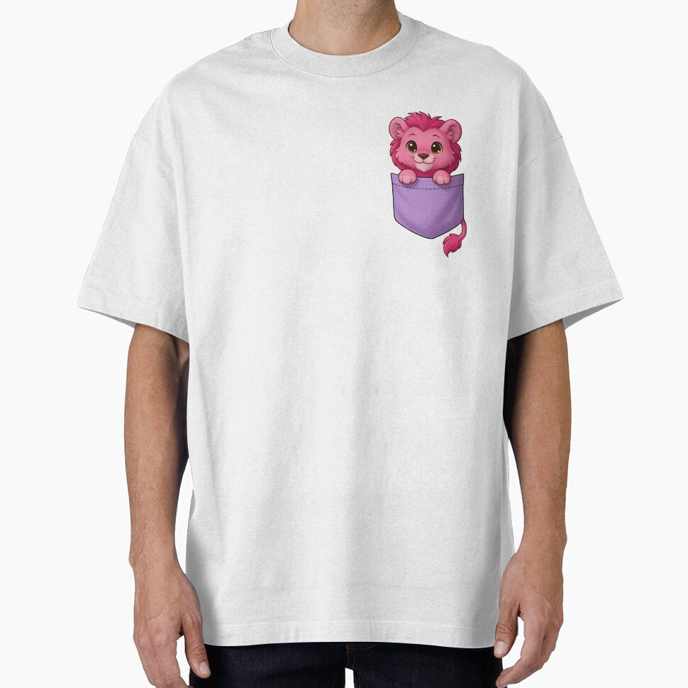 Cute Pink Pocket Lion Cartoon by ExploreAura Studio