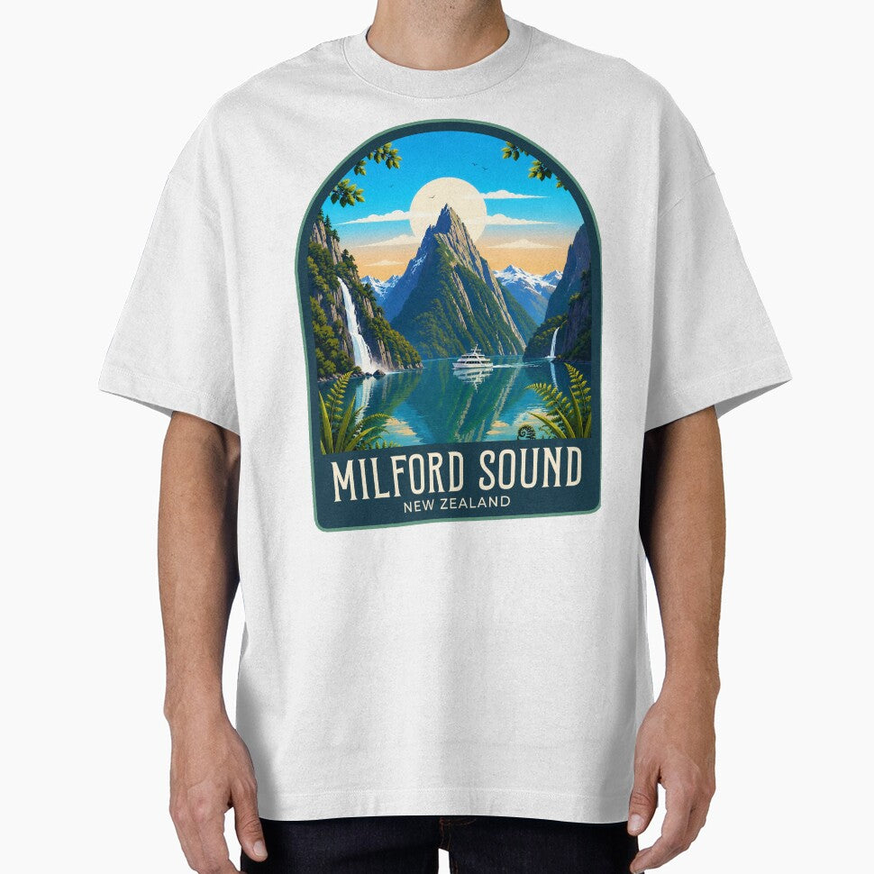 Milford Sound Vintage Travel Illustration by HomeLivingCo