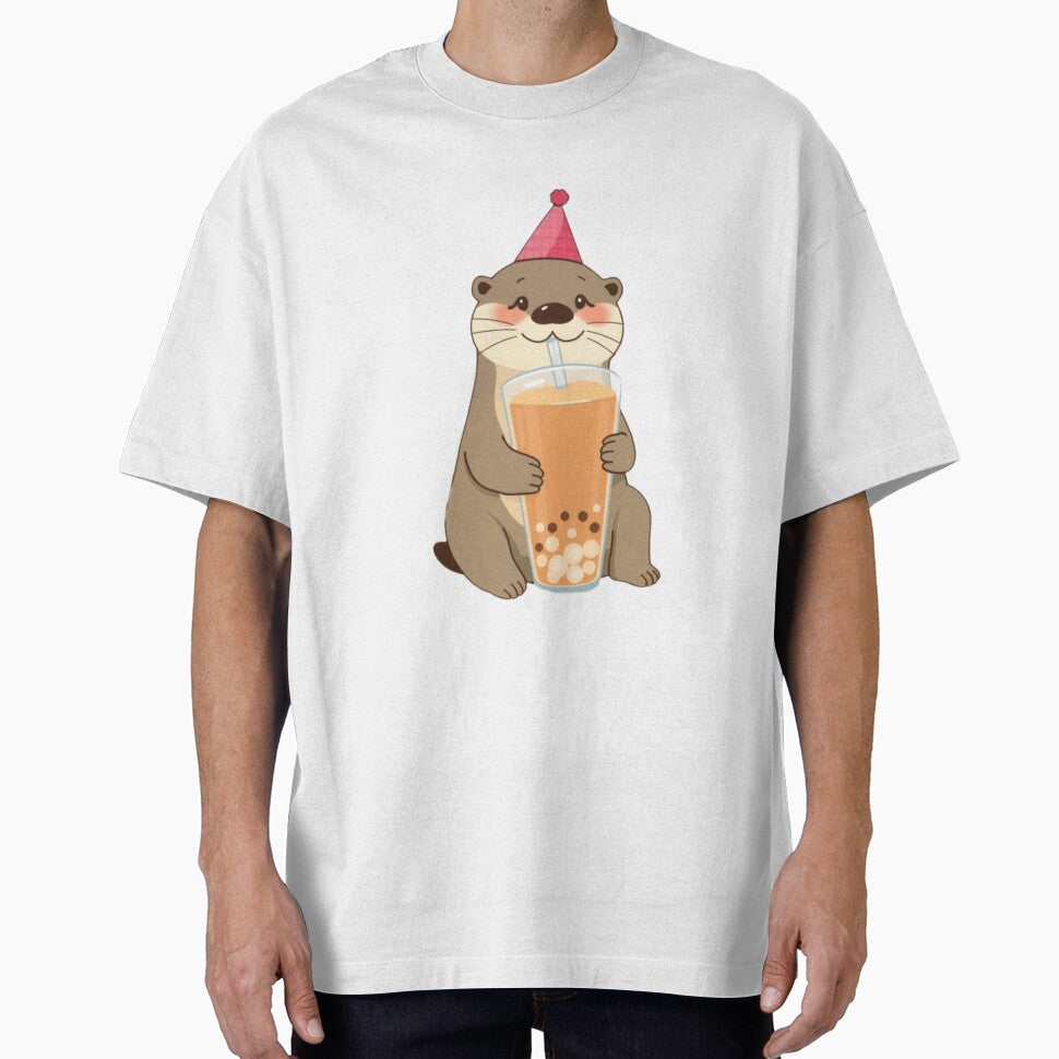 Otter Boba Tea Milk Chocolate Party Hat happy birthday kawaii gift funny christmas happy by CheeseBlueprint