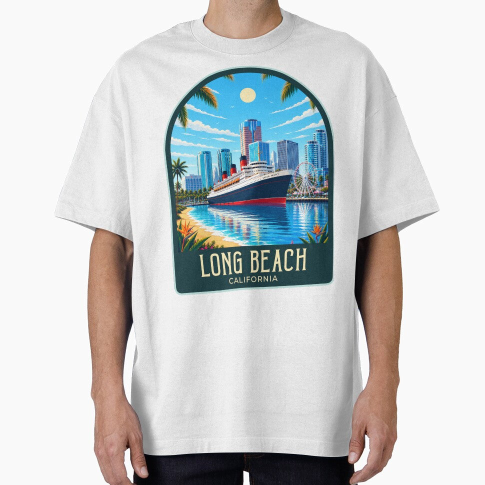 Long Beach Vintage Travel Illustration by HomeLivingCo