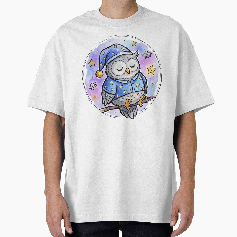 Cute Sleeping Owl | Kawaii Bedtime Owl | Cozy Nursery Galaxy Art | Baby & Kids Gift by Cosmic Doodle Co.