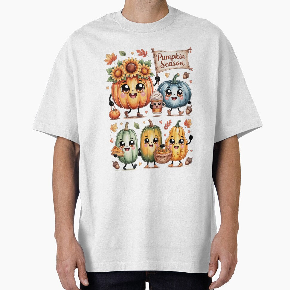 Kawai Animated Pumpkins Celebrating Fall by jkrphoto