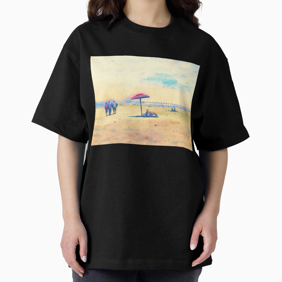 Hot and Sunny Beach Landscape Painting by darrenyeoart