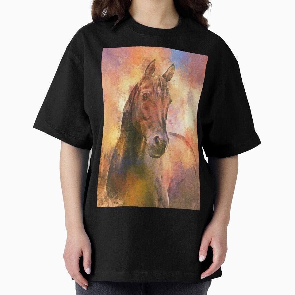 Brown Arabian horse portrait - aquarelle by NickoPrints