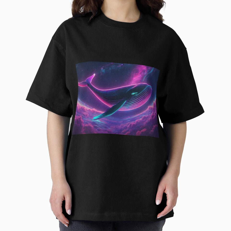 Neon whale floating in space by M-Y-A-R-T-