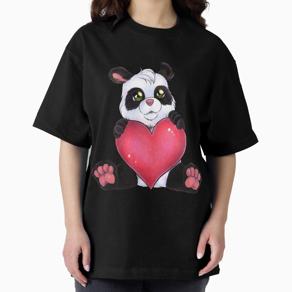 Cute panda with heart Valentine's day by ZadzeneaArt