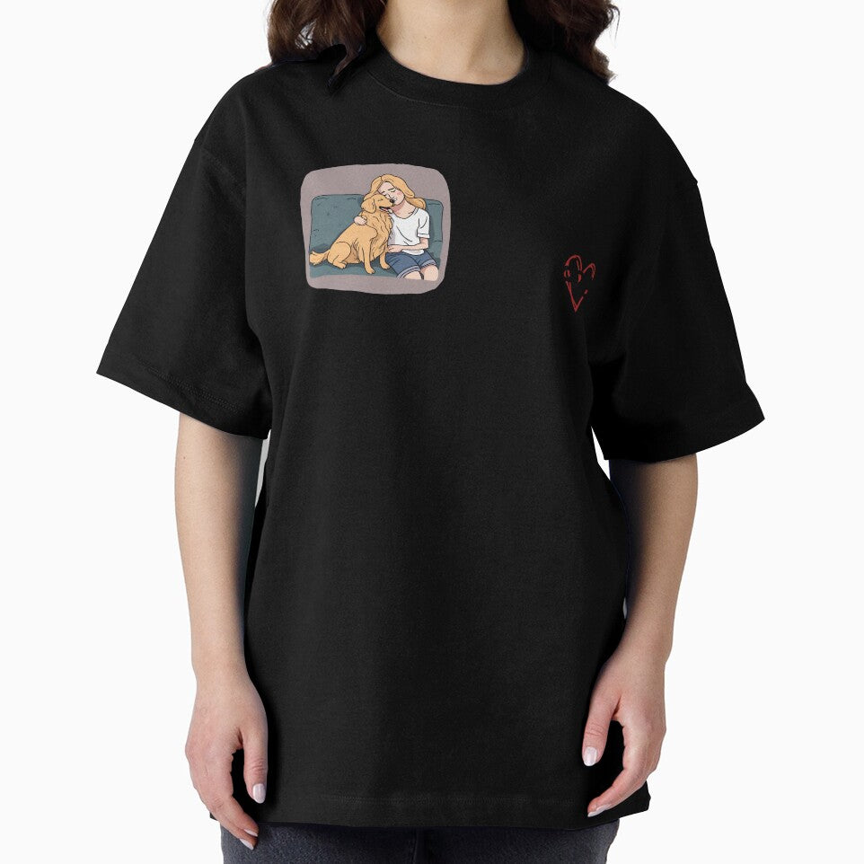 Cute girl with her dog Golden Retriever by Golden-Heaven