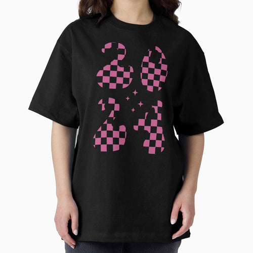 2024 - Happy New Year Cute Retro Groovy Celebration (Chess Pattern Pink and Black Design) by Spiprinto