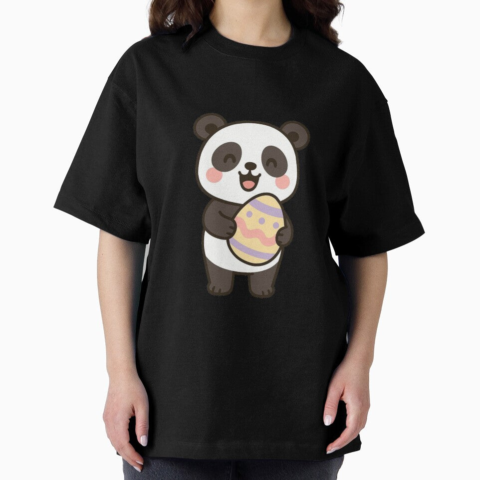 Happy Panda Holding Easter Egg – Cute Spring Animal Character by Confuzz1ed