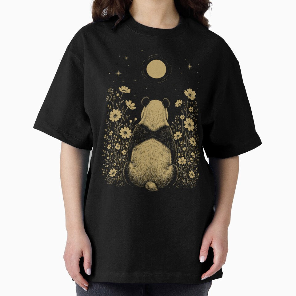 Panda Moon Night Flower Minimalist Boho Lover by DoodleTortle