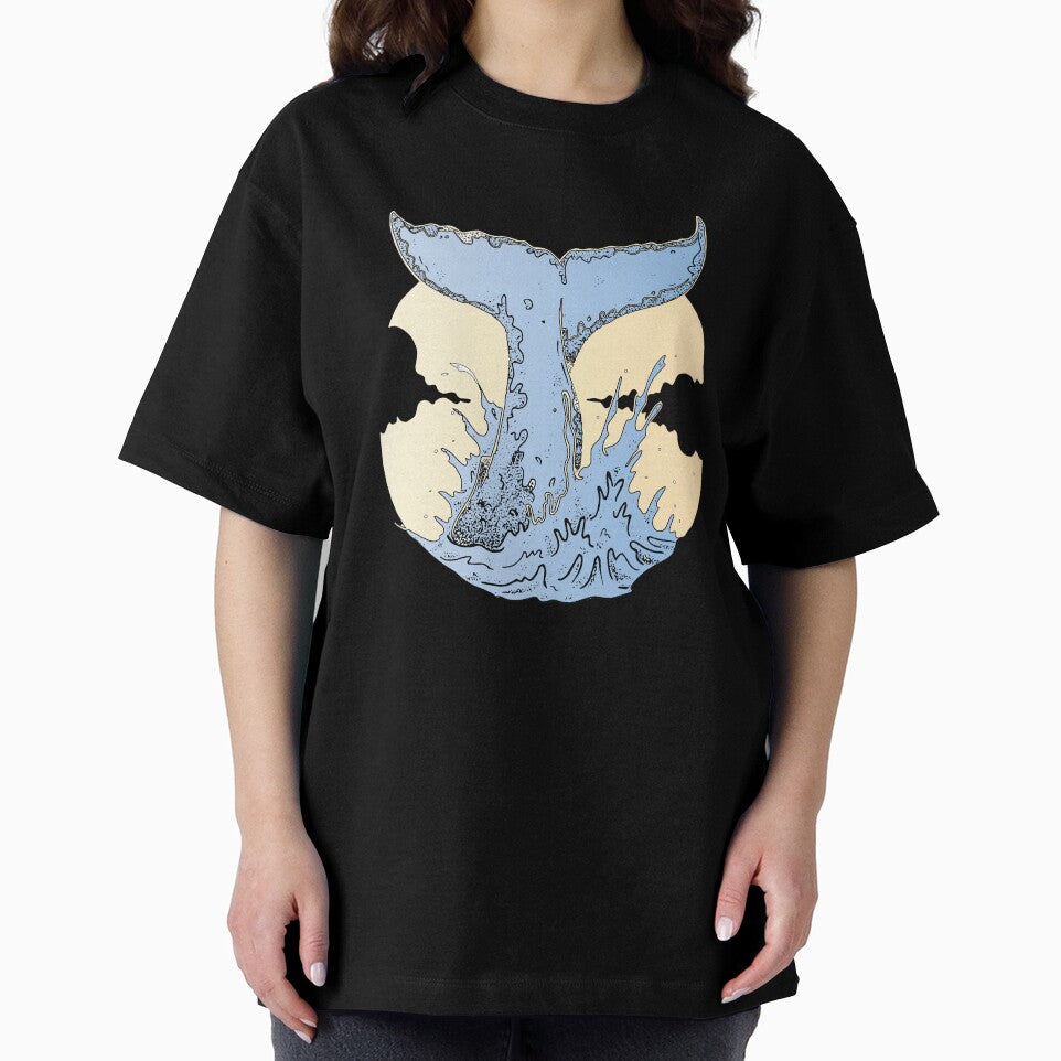 oh whale tail, retro moon stars blue whale by XXgooddeedXX