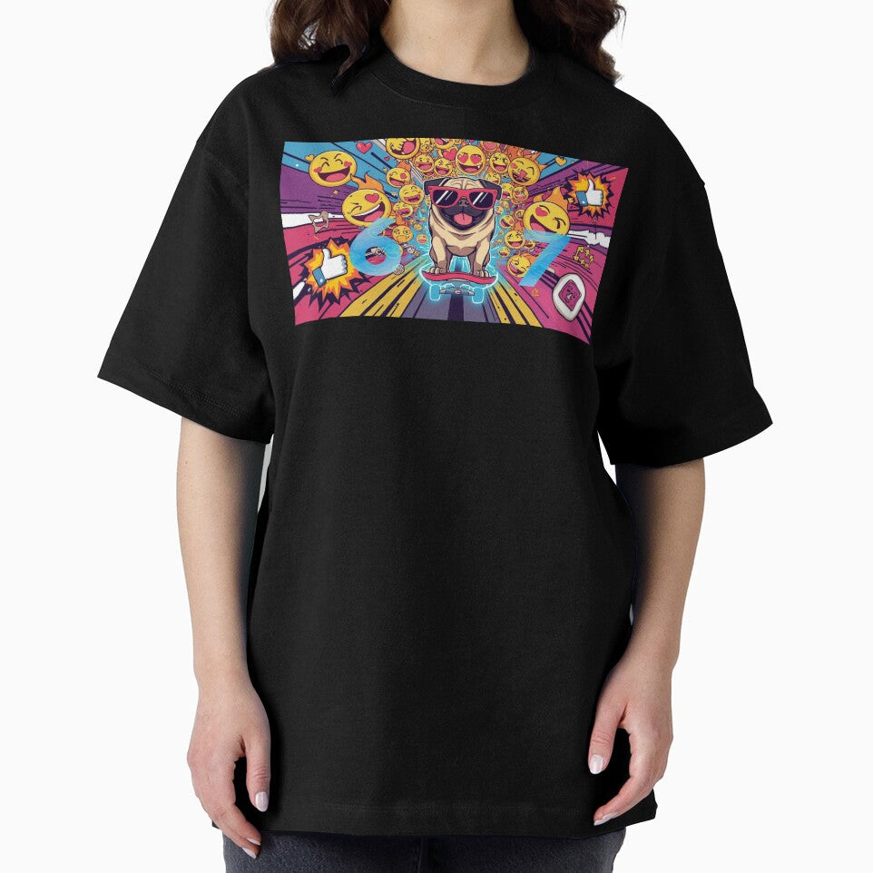 “Funny Pug Emoji Shirt – Viral 67 Meme Design” by PugsRus