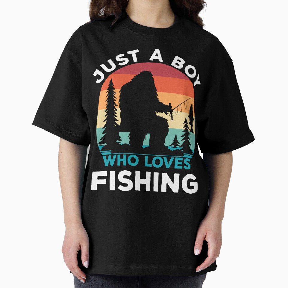Just Boy Who Loves Fishing Funny Fisherman Bigfoot Fish by SecretDicer