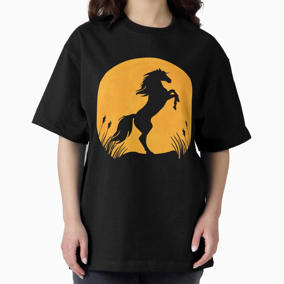 horse animal lover Silhouette in full moon gift by alaechamlal