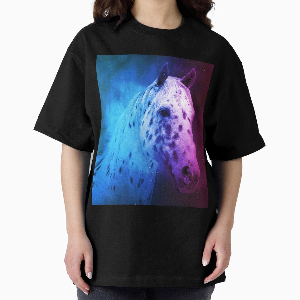 Appaloosa horse close up portrait in blue and violet by NickoPrints