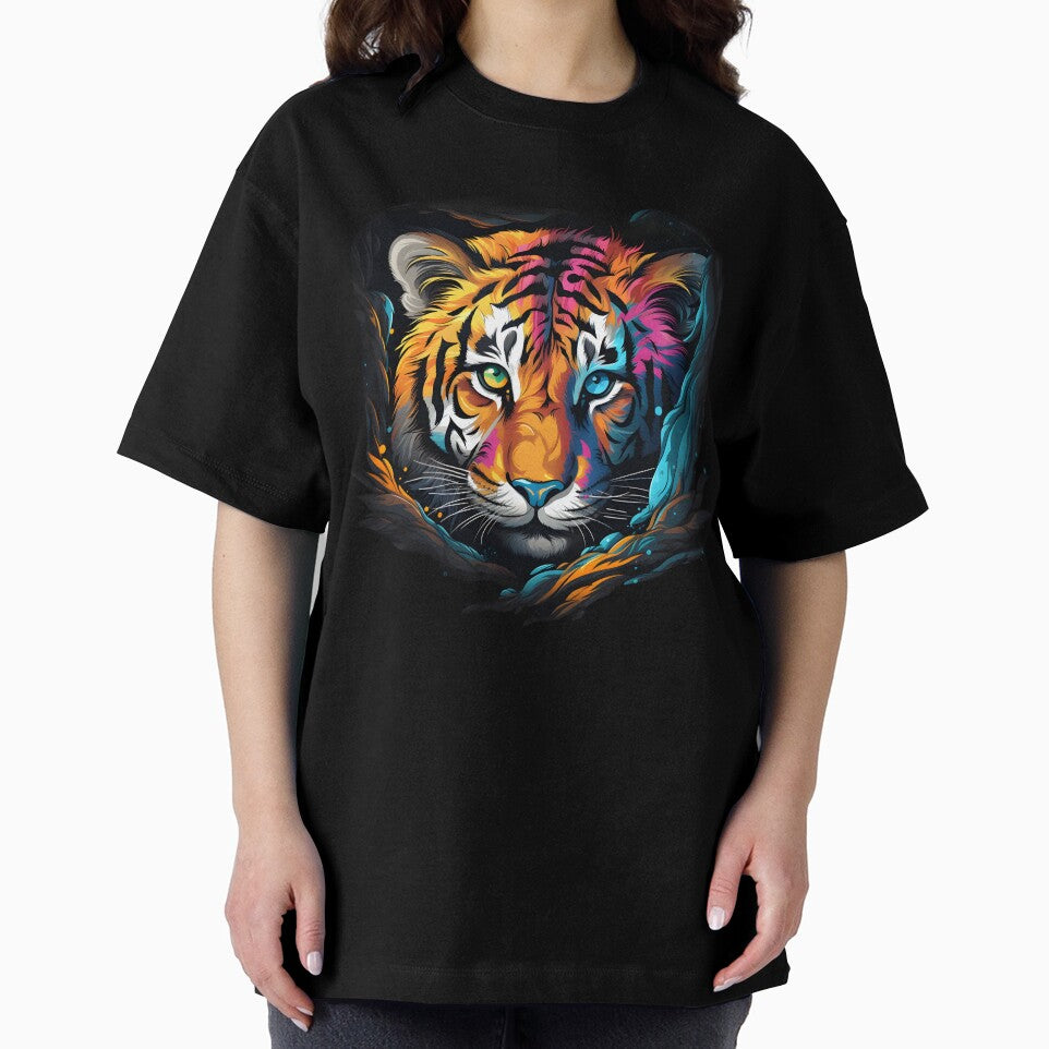 tiger face forest Hand painted watercolor tiger Colorful by KAMESUN