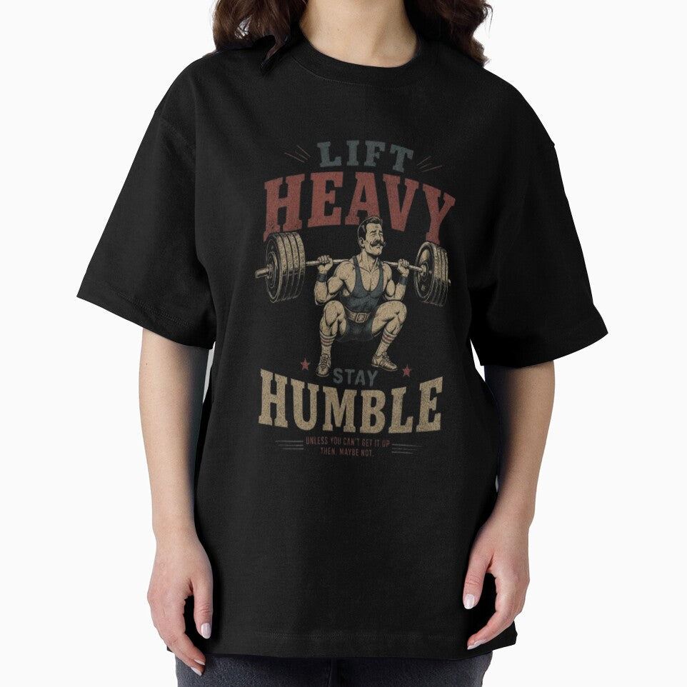 Lift Heavy Stay Humble Funny Vintage Gym Motivation Squat by ElkasDesign