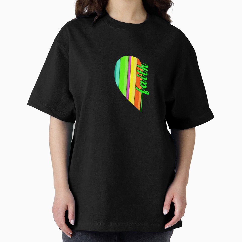 Faith in green with half colorful heart by virtualedu