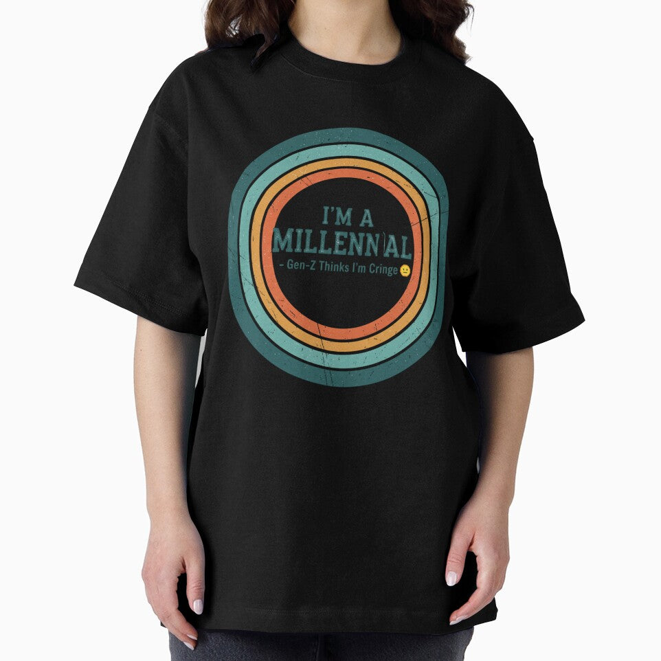 I’m a Millennial – Gen-Z Thinks I’m Cringe | Funny Retro Humor 70s Vintage Circle Design | Millennial Pride Aesthetic Graphic Tee by Eclipse 3699