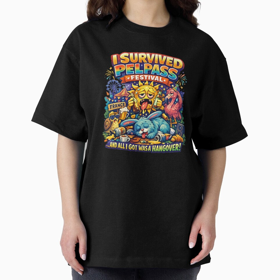 I Survived Pelpass Festival France Funny Hangover T-Shirt | Festival Party Graphic Tee | Colorful Music Festival Art by Sushikidsntod