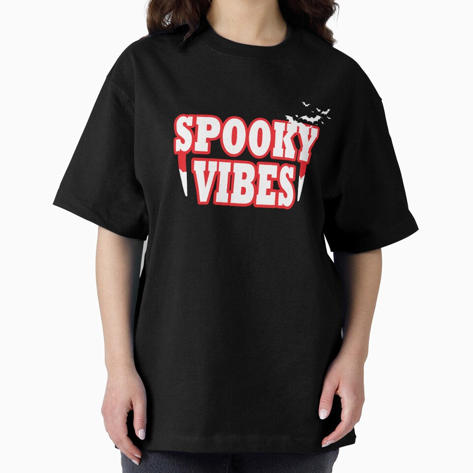 Spooky Vibes Shirt - Halloween Sticker - Spooky Vibes Design - Red Fangs by DreamersPlan