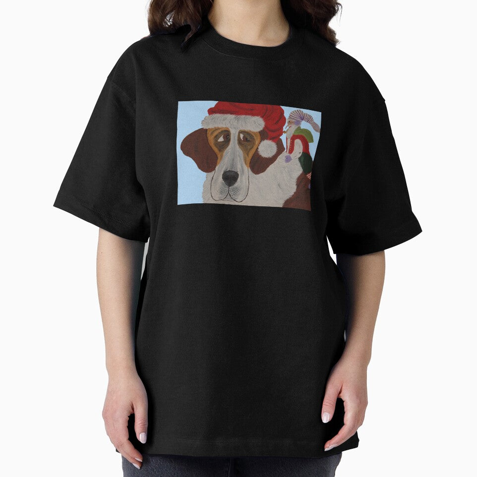 Christmas Saint Bernard and Elf by Squirreldumplings
